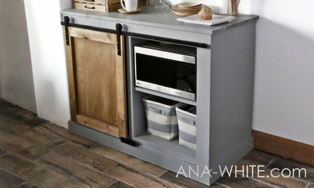 Barn Door with Mini Fridge and Microwave Ana White